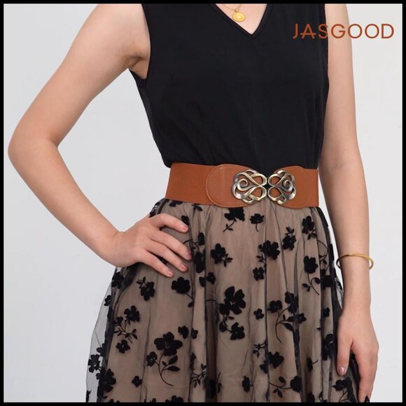 Vintage Wide Elastic Waist Belts Stretchy Retro Chic Dress Accessory 4 Pack main image 5